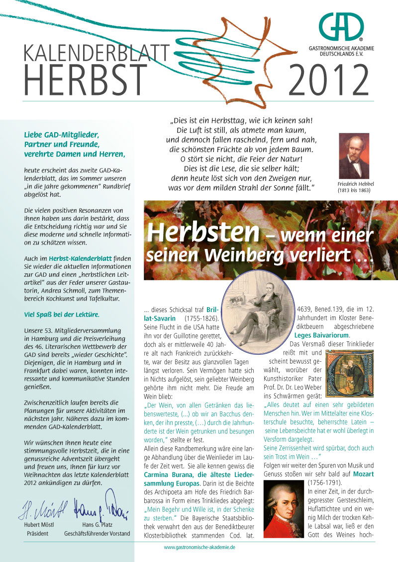 Kalenderblatt Herbst 2012